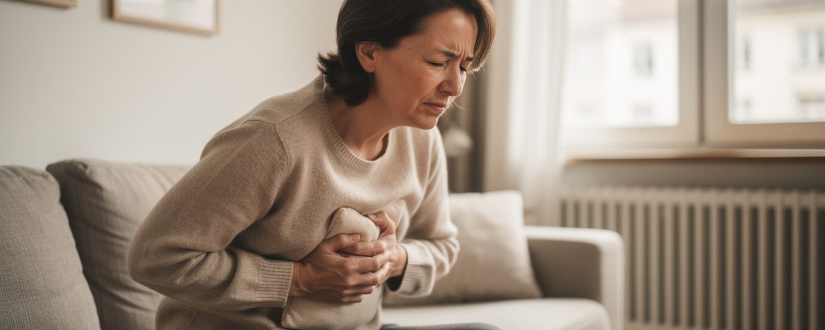Une grand mère avec douleur intercostale