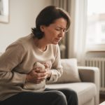 Une grand mère avec douleur intercostale
