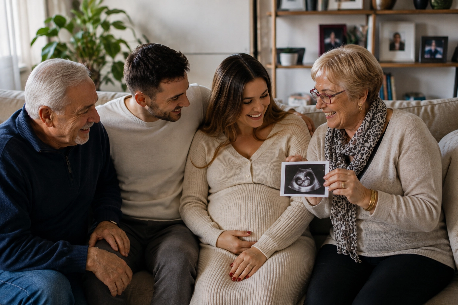 Un couple annonce sa grossesse aux grands parents